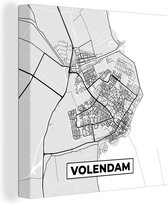 Canvas Schilderij Plattegrond - Volendam - Kaart - Stadskaart - 20x20 cm - Wanddecoratie