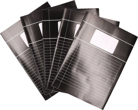 A4 lijntjes schriften pakket - 5x stuks - zwart - zachte kaft - schoolschrift