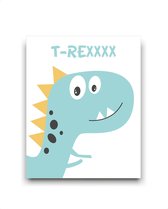 Schilderij  Getekende dinosaurus T-Rex / Dinosaurus / Baby - Kinderkamer  / 50x40cm