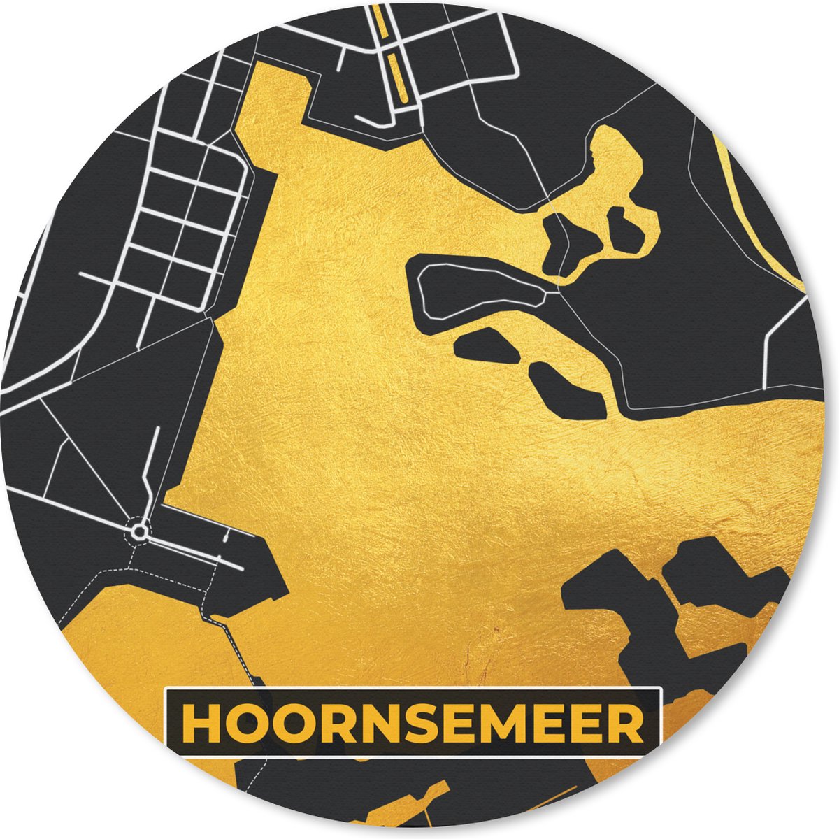 Muismat - Mousepad - Rond - Kaart - Hoornsemeer - Plattegrond - Stadskaart - Nederland - 30x30 cm - Ronde muismat
