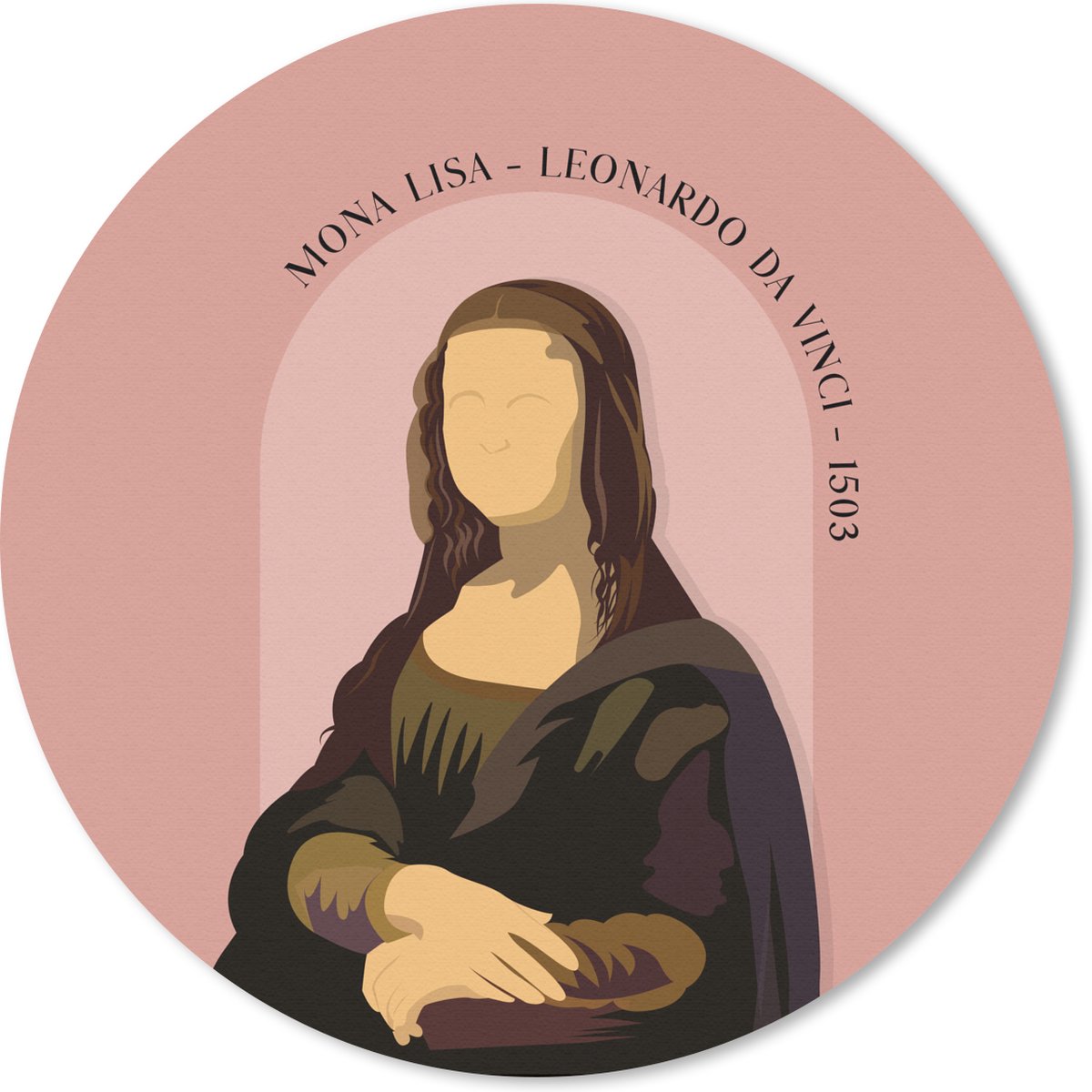 Muismat rond 50x50 cm - Mousepad Pastel - Mona Lisa - Roze - Oude meesters - Ronde muismatten