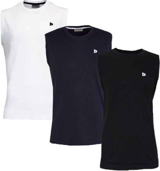 3-Pack Donnay T-shirt zonder mouw (589100) - Sportshirt - Heren - White/Navy/Black - maat L