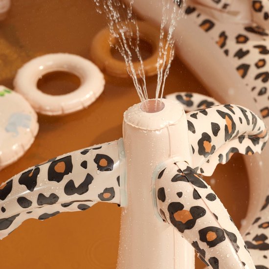 Swim Essentials - Speelzwembad met panterprint - Zwembadje - Opblaasbaar - Glijbaan - Sproeier - Kinderen - Jongens - Meisjes - Baby - Peuter - PVC - beige - bruin