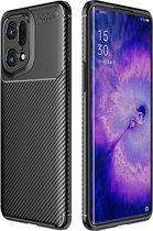 Oppo Find X5 Pro Hoesje Siliconen Carbon TPU Back Cover Zwart