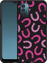 Nokia G11/G21 Hoesje Zwart Pink Horseshoes - Designed by Cazy