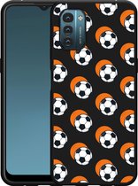 Nokia G11/G21 Hoesje Zwart Soccer Ball Orange Shadow - Designed by Cazy