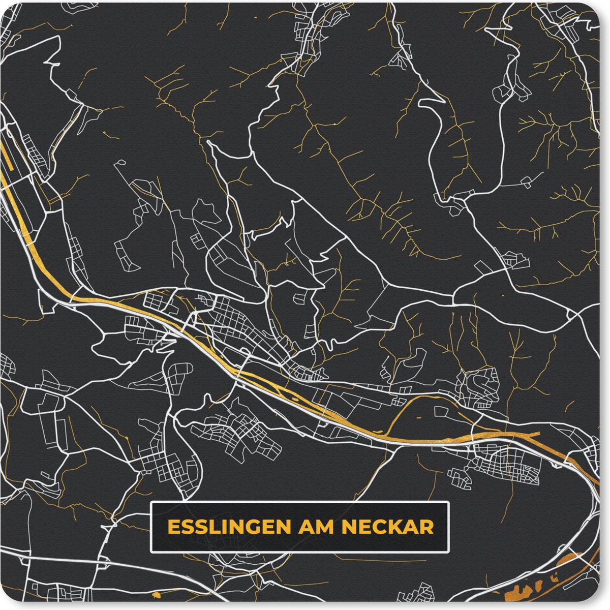 Muismat - Mousepad - Esslingen Am Neckar - Goud - Stadskaart - Plattegrond - Kaart - Duitsland - 30x30 cm - Muismatten