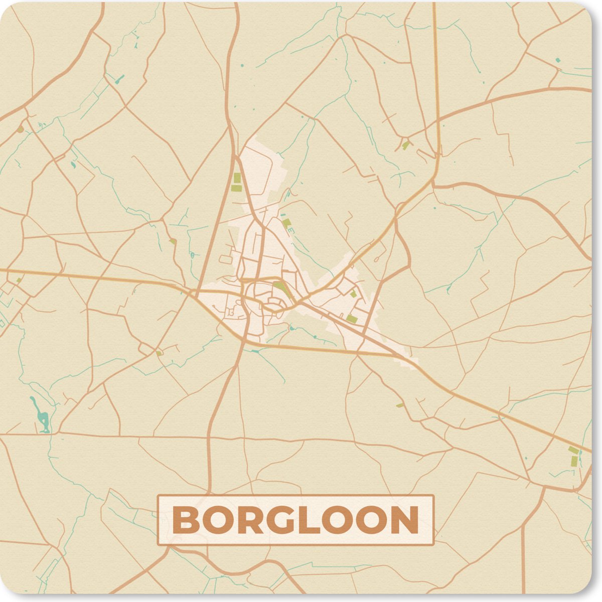 Muismat 30x30 cm - Mousepad Kaart - België - Borgloon - Stadskaart - Plattegrond - Muismatten - Stadskaart