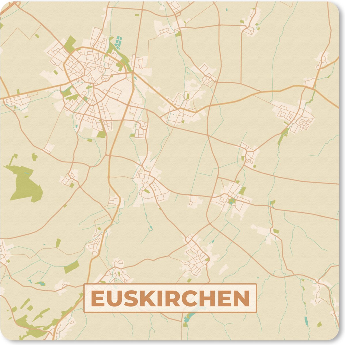 Muismat 20x20 cm - Mousepad Plattegrond - Euskirchen - Kaart - Stadskaart - Vintage - Muismatten - Stadskaart