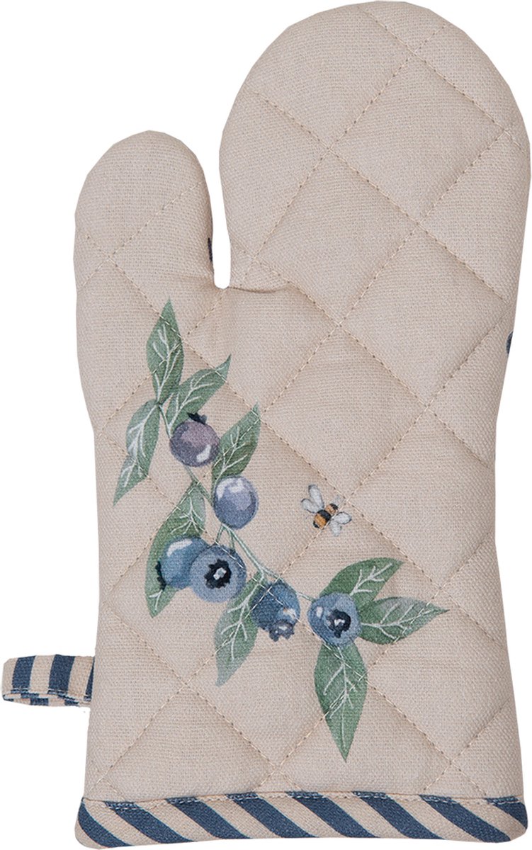 Clayre & Eef Kind Ovenwant 12x21 cm Beige Blauw Katoen Bos Dieren Herfst