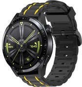Strap-it Sport gesp bandje - geschikt voor Huawei Watch GT / GT 2 / GT 3 / GT 3 Pro 46mm / GT 2 Pro / GT Runner / Watch 3 - Pro - zwart/geel