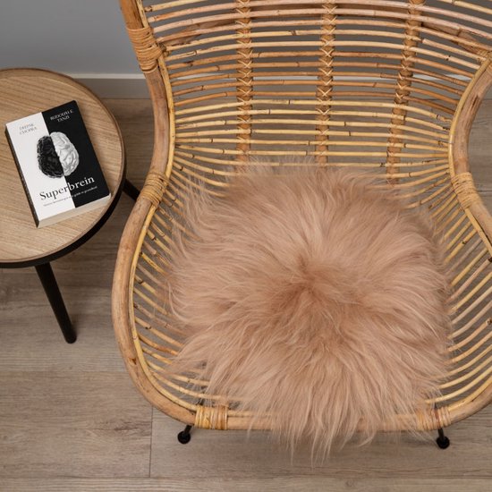 WOOOL® Schapenvacht Chairpad - IJslands Beige (38cm) ROND - Stoelkussen - 100% Echt - Eenzijdig