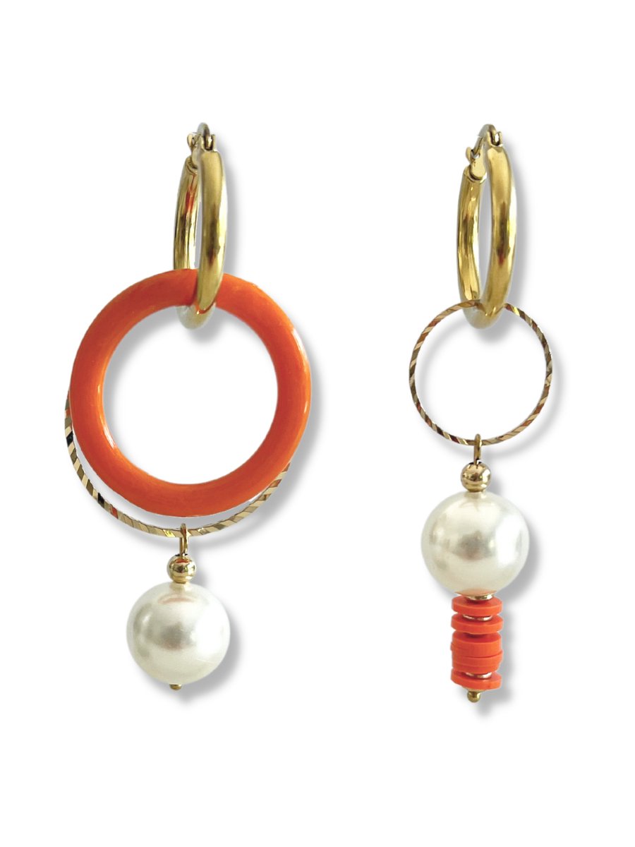 Zatthu Jewelry - N22SS467 - Ishi veelzijdige oranje oorringen