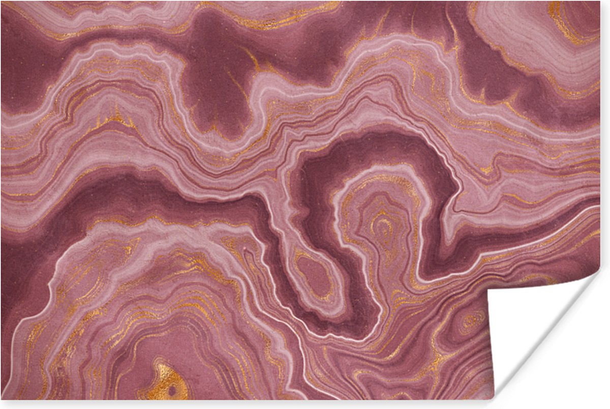 Poster Agaat - Abstract - Stenen - Roze - 30x20 cm