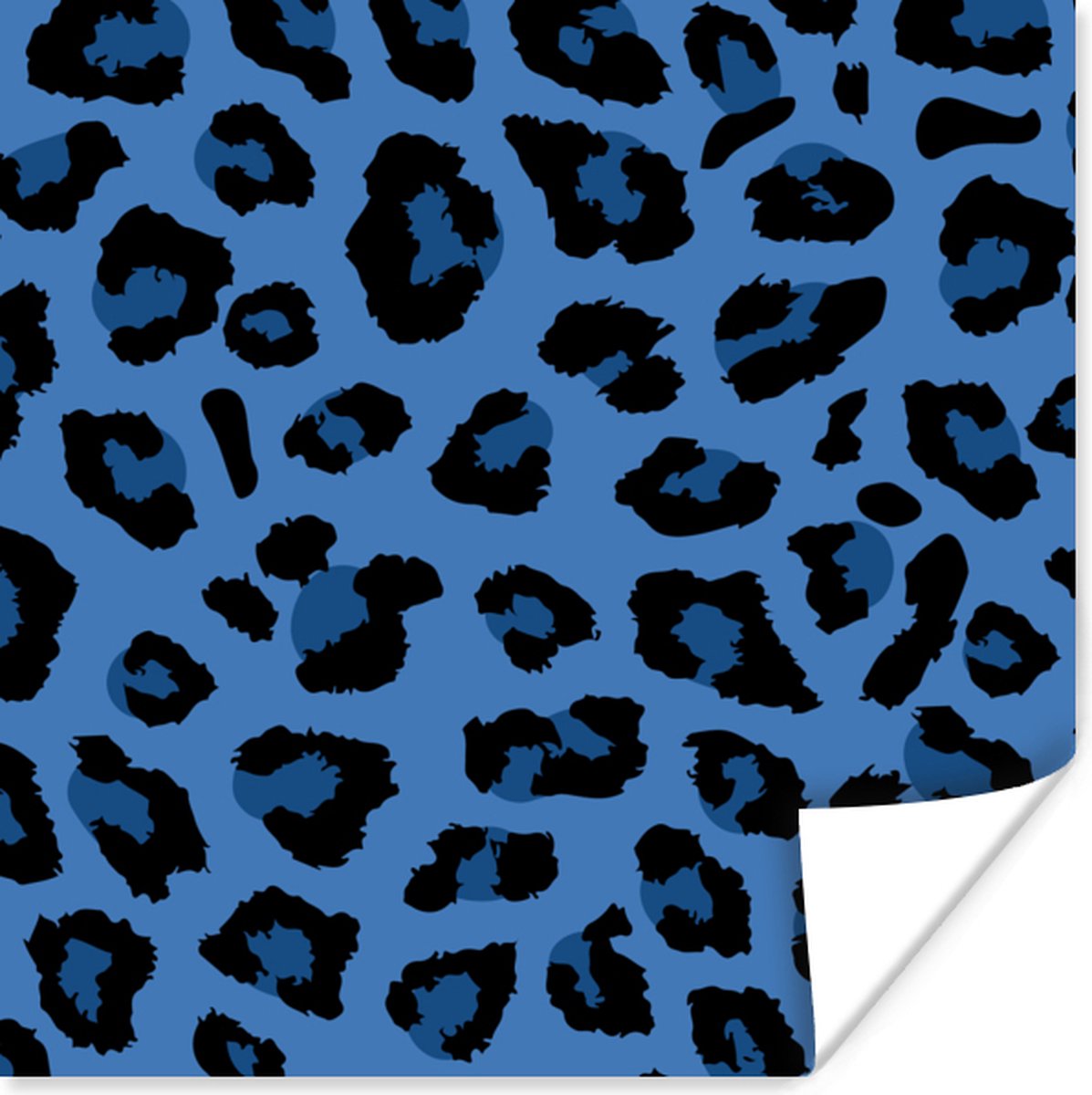 Poster Dierenprint - Blauw - Panter - 75x75 cm