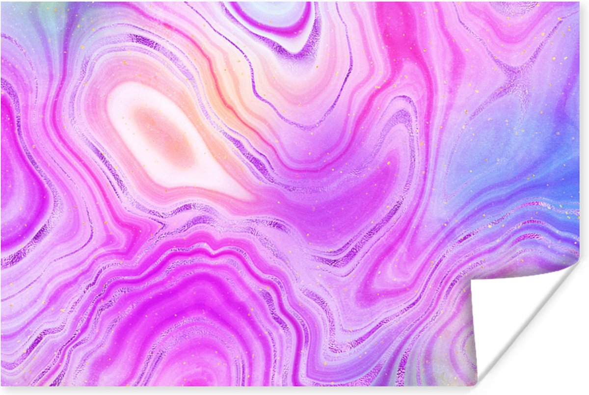 Poster Neon - Agaat geode - Stenen - 120x80 cm