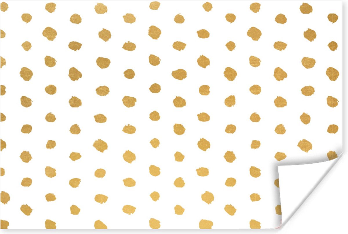 Poster Goud - Wit - Stippen - Patronen - 30x20 cm