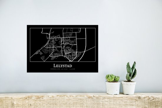 Poster Carte - Carte - Lelystad - Plan de la ville - 30x20 cm