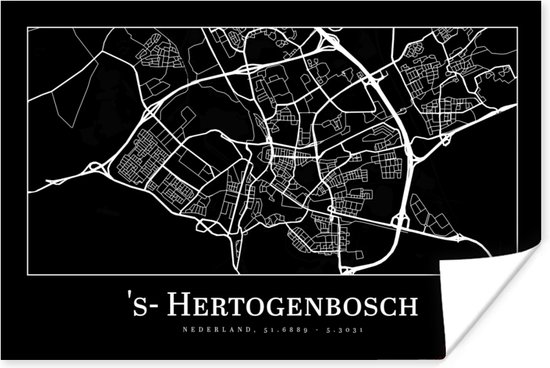 Poster Plattegrond - 's-Hertogenbosch - Stadskaart - Kaart - 30x20 cm