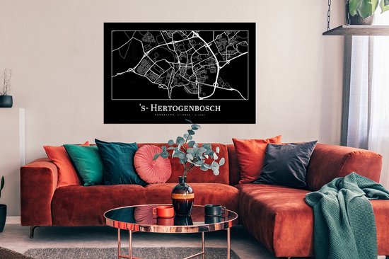Poster Plattegrond - 's-Hertogenbosch - Stadskaart - Kaart - 120x80 cm