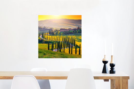 Affiche Herbe - Soleil - Colline - Paysage - 50x50 cm