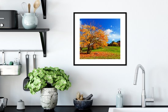 Cadre photo avec affiche - Arbre - Feuilles - Automne - Saisons - 40x40 cm - Cadre pour affiche