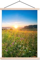 Porte-affiche avec affiche - Affiche scolaire - Soleil - Herbe - Fleurs - 120x160 cm - lattes vierges