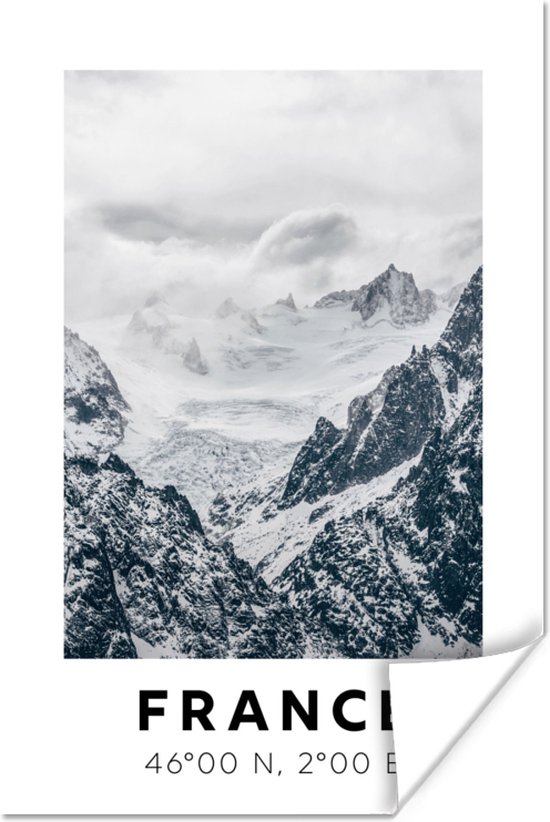 Poster Frankrijk - Bergen - Sneeuw - 80x120 cm