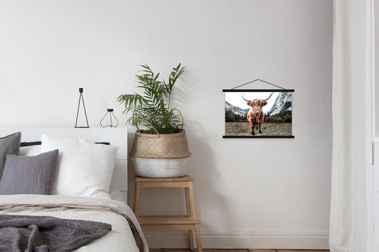 Porte-affiche avec affiche - Affiche scolaire - Highlander écossais - Berg - Animaux - 60x40 cm - Lattes noires