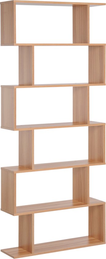HOMCOM boekenplank wandstelling scheidingswand met 6 vakken vrijstaande stelling archiefplank esdoorn 80 l x 23 b x 192 h cm