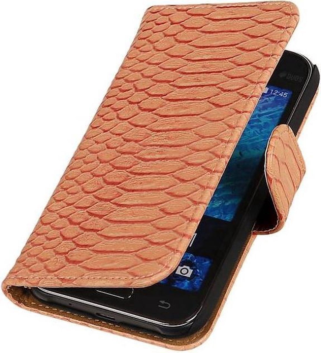 Slang Bookstyle Hoes - Geschikt voor Samsung Galaxy J1 J100F Licht Roze