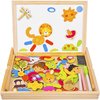 Afbeelding van het spelletje Sensori® Educatief speelgoed - Multifunctionele Kleurrijke Educatieve Magnetische Puzzel - Schrijfbord - Houten stukjes
