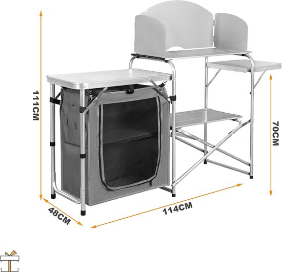 Happyment® Campingkeuken Inklapbaar - 2 in 1 - Camping kast - Kooktafel - Kampeer buitenkeuken - Opvouwbaar van Merkloos — afbeelding 5