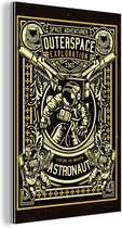 Wanddecoratie Metaal - Aluminium Schilderij Industrieel - Astronaut - Retro - Quote - 80x120 cm - Dibond - Foto op aluminium - Industriële muurdecoratie - Voor de woonkamer/slaapkamer