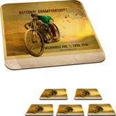 Sous-verres pour lunettes - Mancave - Moto - Forêt - Vintage - 10x10 cm - 6 pièces