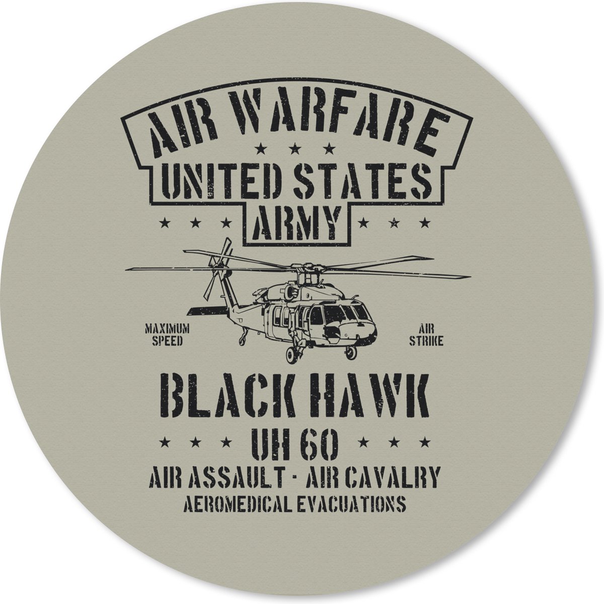 Muismat rond 40x40 cm - Mousepad Mancave - Helikopter - Vintage - Amerika - Ronde muismatten