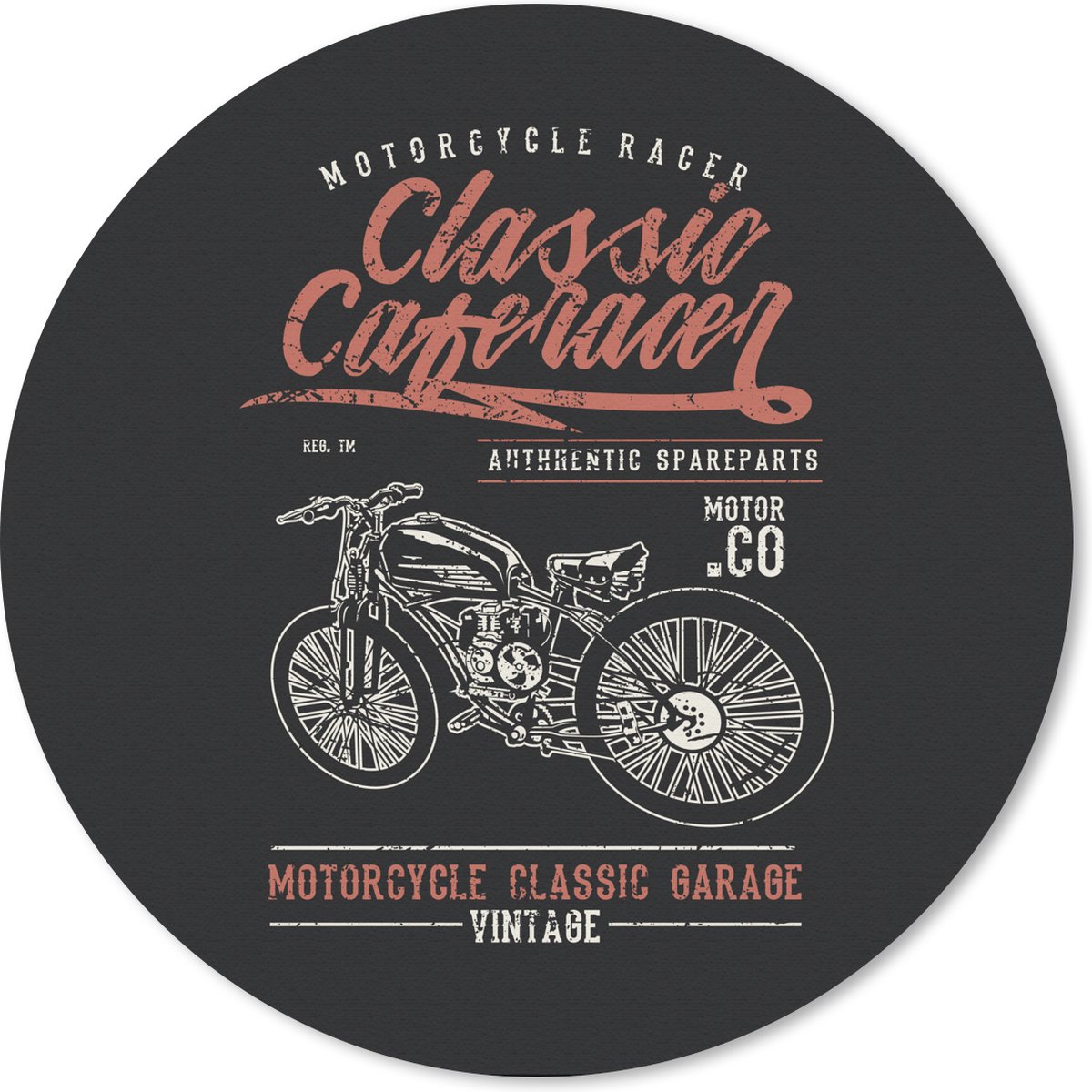 Muismat rond 20x20 cm - Mousepad Mancave - Motor - Retro - Quotes - Ronde muismatten