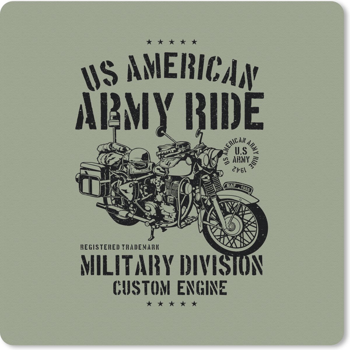 Muismat 30x30 cm - Mousepad Mancave - Motor - Amerika - Vintage - Muismatten