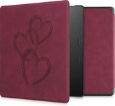 kwmobile e reader hoes geschikt voor Amazon Kindle Oasis 10. Generation - Case van kunstleerleer - Abstract hart design - In donkerrood