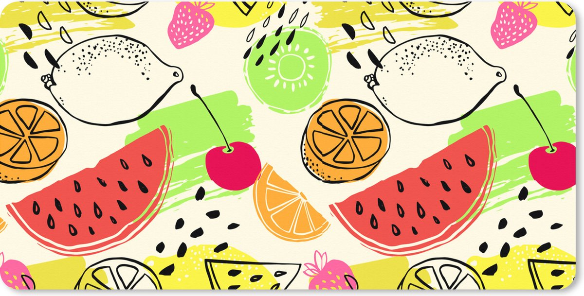 Muismat XXL 80x40 cm - Bureau onderlegger - Bureau mat Fruit - Sjablonen - Verf - Bureaumat - Gaming mousepad xl - Bureaulegger groot - Computer deskmat