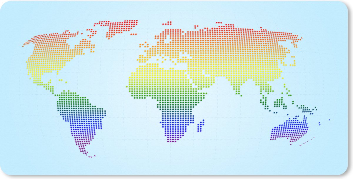 Muismat XXL 80x40 cm - Bureau onderlegger - Bureau mat Moderne wereldkaart LGBTQ - Bureaumat - Gaming mousepad xl - Bureaulegger groot - Computer deskmat