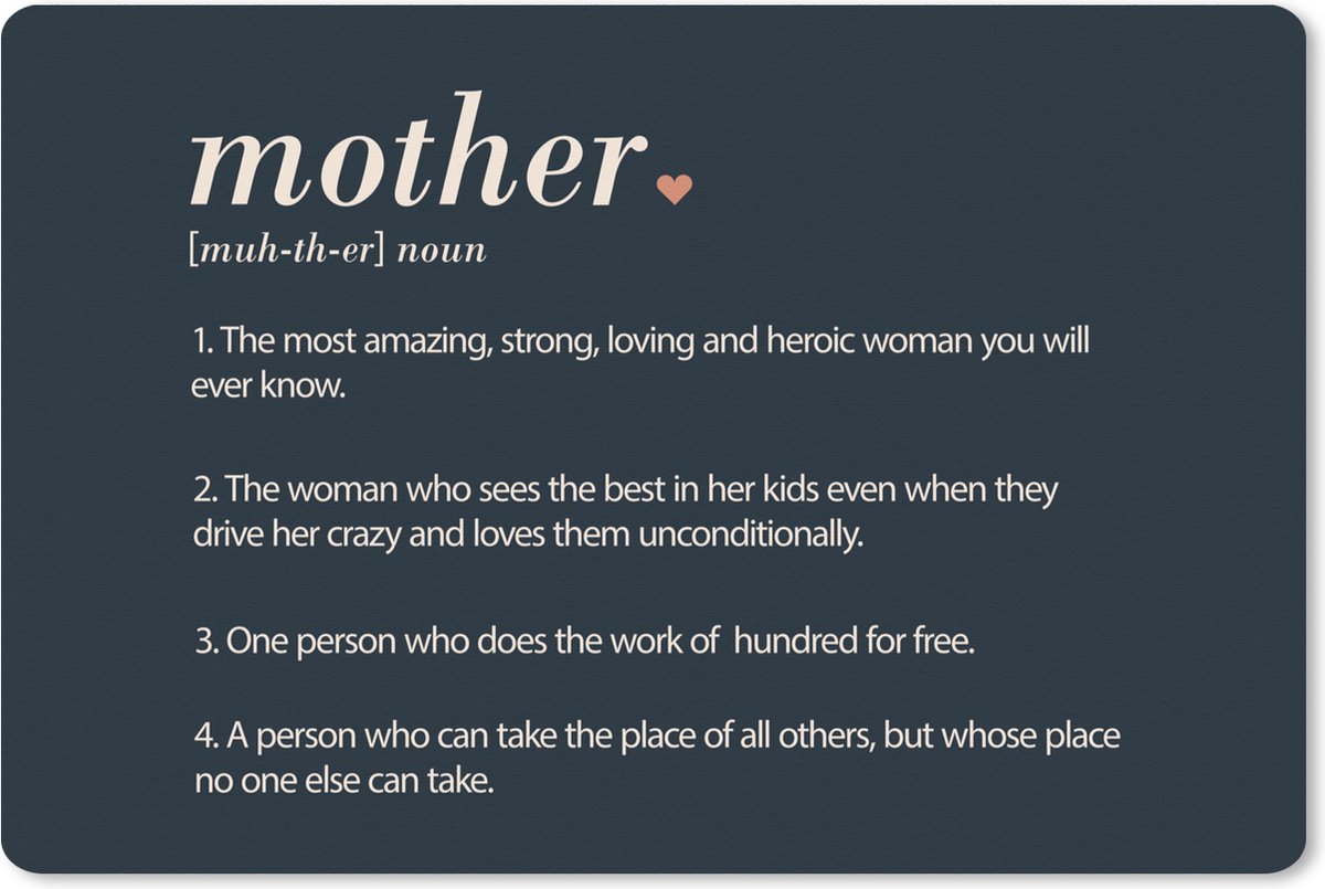 Muismat XXL 90x60 cm - Bureau onderlegger - Bureau mat Mama definitie - Mother - Quotes - Spreuken - Bureaumat - Gaming mousepad xl - Bureaulegger groot - Computer deskmat