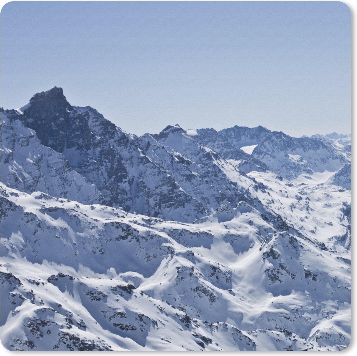 Muismat XXL 40x40 cm - Bureau onderlegger - Bureau mat Alpen - Berg - Sneeuw - Bureaumat - Gaming mousepad xl - Bureaulegger groot - Computer deskmat