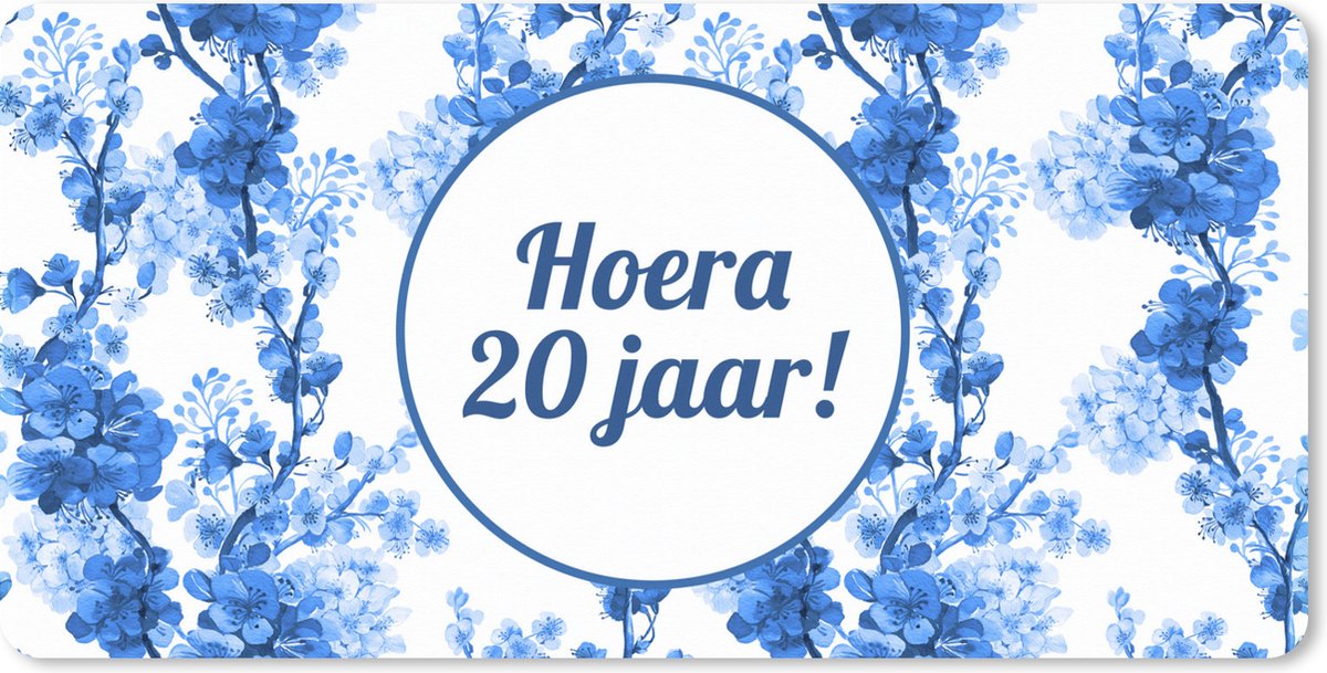Muismat XXL 100x50 cm - Bureau onderlegger - Bureau mat Jubileum - 20 Jaar - Bloem - Bureaumat - Gaming mousepad xl - Bureaulegger groot - Computer deskmat