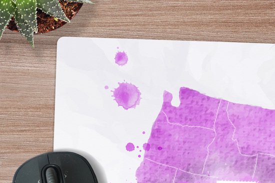 Tapis de souris XXL - Sous-main - Tapis de bureau - Wereldkaart - Rose - Etats-Unis - 120x80 cm - Tapis de souris XXL