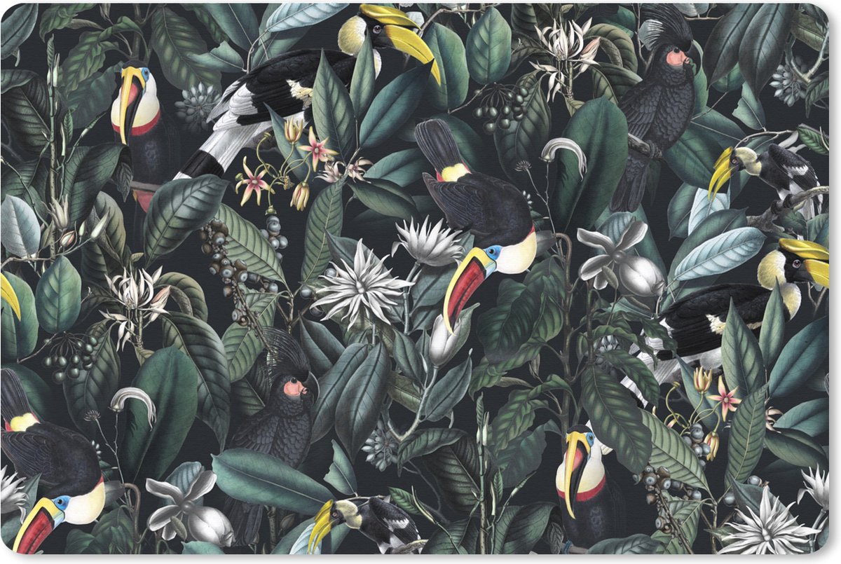 Muismat XXL 120x80 cm - Bureau onderlegger - Bureau mat Bloemen - Vogel - Toekan - Bureaumat - Gaming mousepad xl - Bureaulegger groot - Computer deskmat