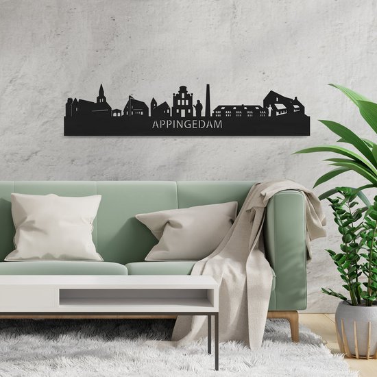 Skyline Appingedam Bois Zwart - 120 cm - Décoration design - Décoration murale