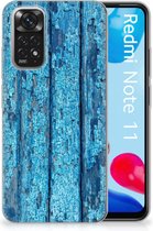 Backcase Siliconen Hoesje Xiaomi Redmi 10 | Redmi Note 11 4G Telefoonhoesje Wood Blue