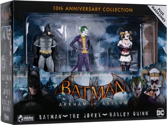 Foto: Batman arkham asylum hero collection 3 figuurs pack 1 16 10th anniversary box 13 cm