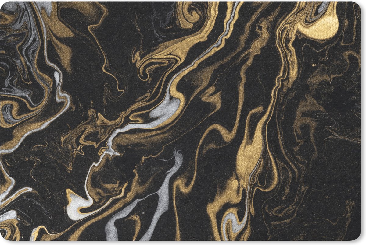 Muismat XXL 90x60 cm - Bureau onderlegger - Bureau mat Marmer - Zilver - Goud - Abstract - Bureaumat - Gaming mousepad xl - Bureaulegger groot - Computer deskmat